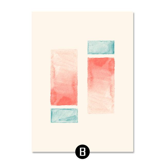 Минималистичный геометрический постер, акварель, холст, картина, треугольники, прямоугольник, искусство, геометрический декор, картина для гостиной, домашний декор