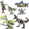 Building Block Semi-mechanical Shark Building Block Movable Model Parrot with Lights Punk Assembly Toy