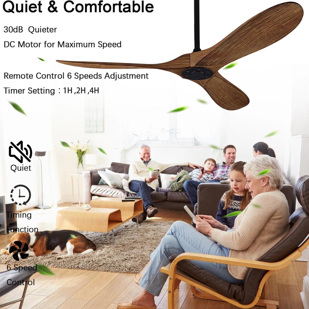 Только пульт дистанционного управления Двигатель постоянного тока Реверсивные деревянные лопасти Вентиляторы Освещение Высококачественный дизайн Деревянные вентиляторы 42 52 60 дюймов Большой потолочный вентилятор