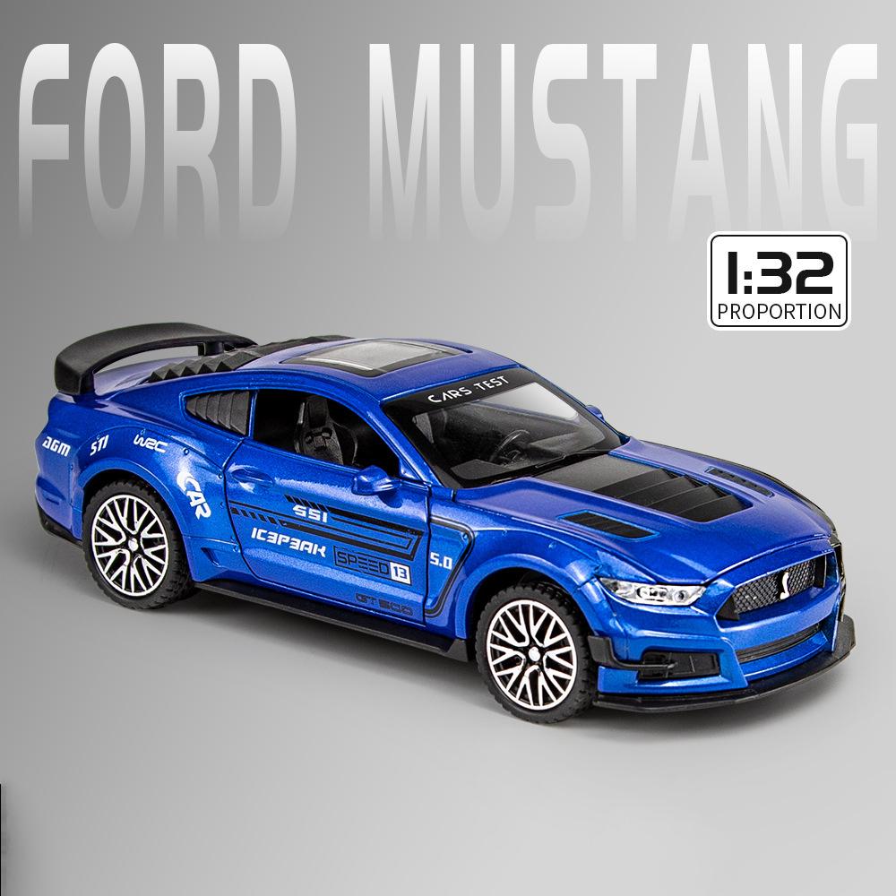 Масштаб 1/32 Mustang Shelby GT500, литая под давлением металлическая модель автомобиля, игрушечный автомобиль с откатным механизмом, звуками и подсветкой, игрушечные подарки для детей от 3 лет