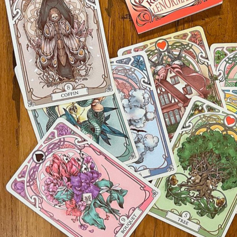 Romantic Lenormand Oracle 10.5*7.5cm Floral Motifs of The Art Nouveau Style 37 Pcs Cards (with 1 Special Card)