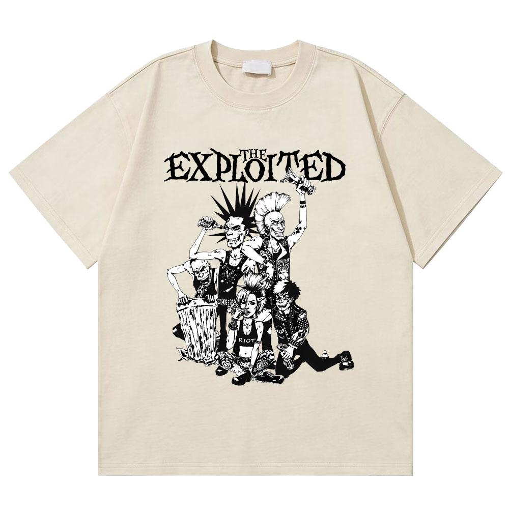 Washed Vintage Rock Band The Exploited Graphic Tshirt Men Women Retro Gothic Punk T Shirts Mens Fashion Oversized Streetwear