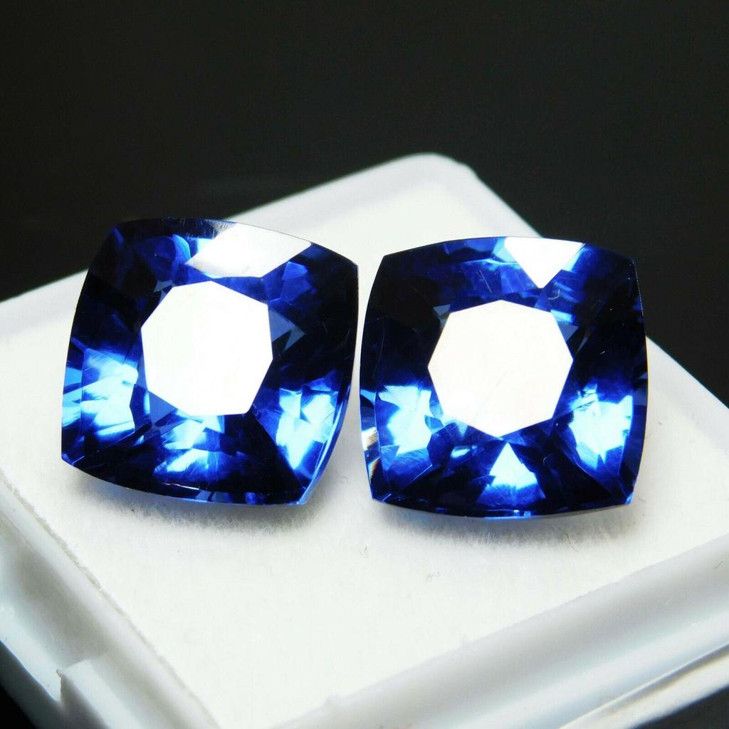 Natural Blue Tanzanite Loose Gemstone 16 ct Square Cushion Shape for Jewelry Making and Crafts