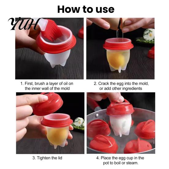 Fast Breakfast Cooking Tools 3/6/9Pcs Silicone Egg Poacher Set, Non-Stick Poached Cup with Kitchen Accessories Lid, Food Grade Poaching Maker, Gadgets