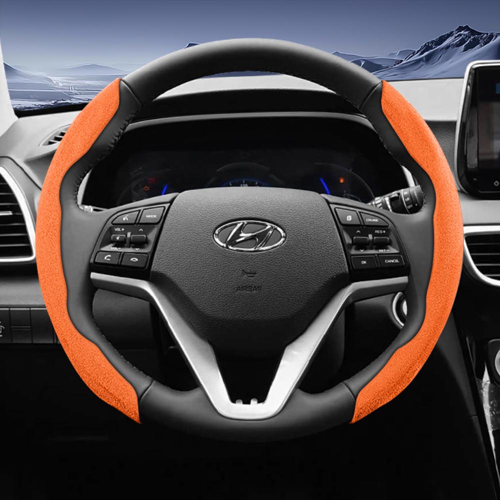 EEJQ9 Suitable for Hyundai Sport Suede Steering Wheel Cover with Split Snap-On Design for Tucson Elantra Avante I30 Sedan Alcazar Grand Creta I10 