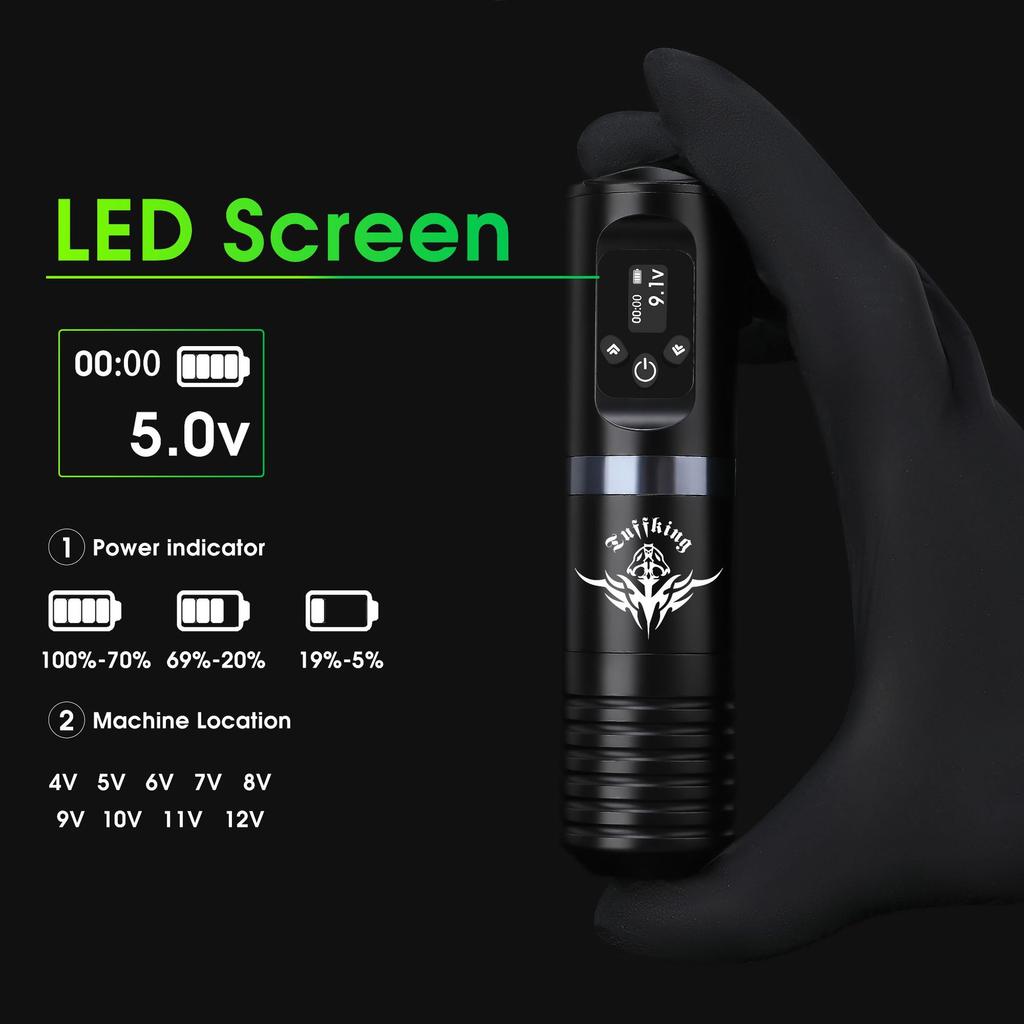 Набор машинок для татуировки Беспроводная ручка для татуировки с высоким разрешением Дисплей 1800 мАч Длительный срок службы батареи Инструмент для татуировки