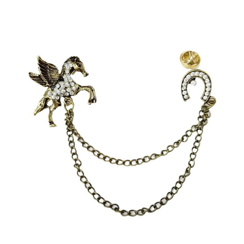 Сплав Брошь-цепочка Крылатый конь Зодиак Пони Значки Женщины Мужчины Аксессуар для одежды Лацкан Косаж Год Подарок