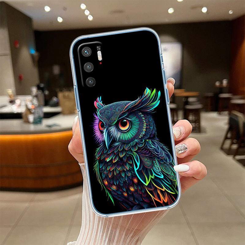 RE16 Cartoon Art Owl Transparent Phone Case for Samsung Galaxy A04 A04S A14 A23 A34 A54 M23 M33 M52 M53