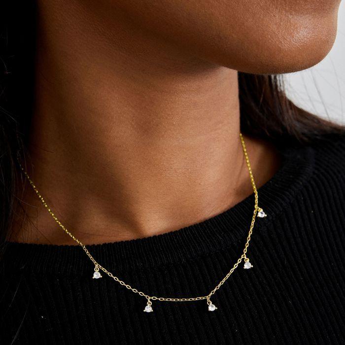 Collier Luxenter Brilliant Zirconia finition en or jaune 18 carats - Kisain