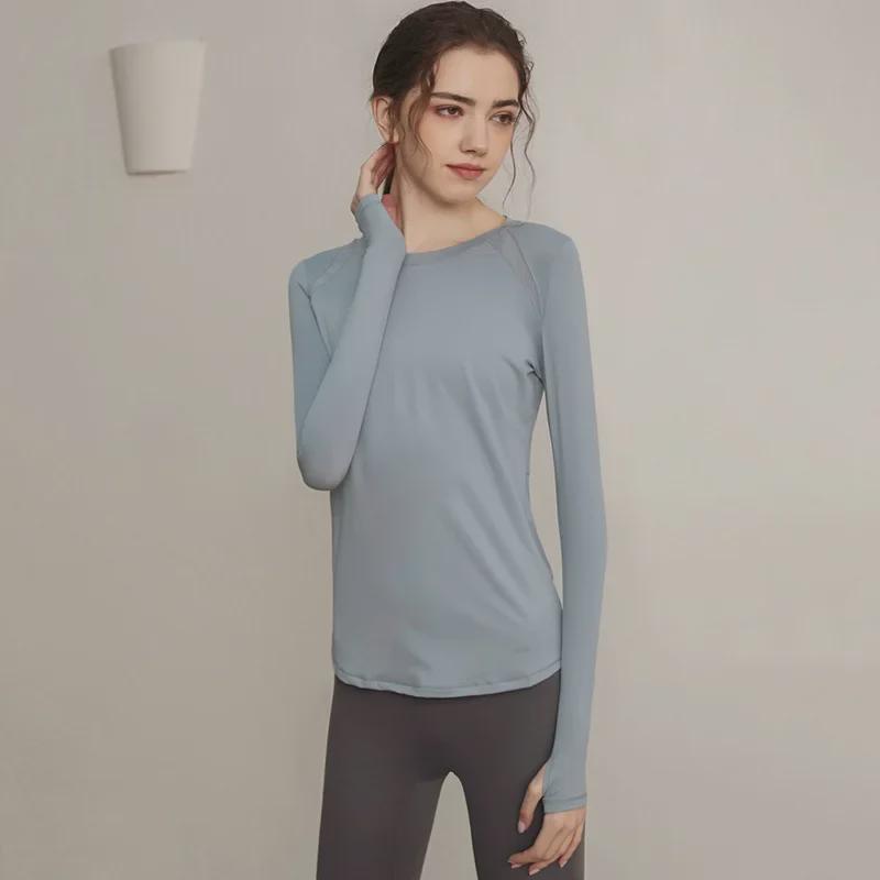 Женская футболка с длинными рукавами из дышащего материала для йоги и бега - фитнес-топ весна/осень