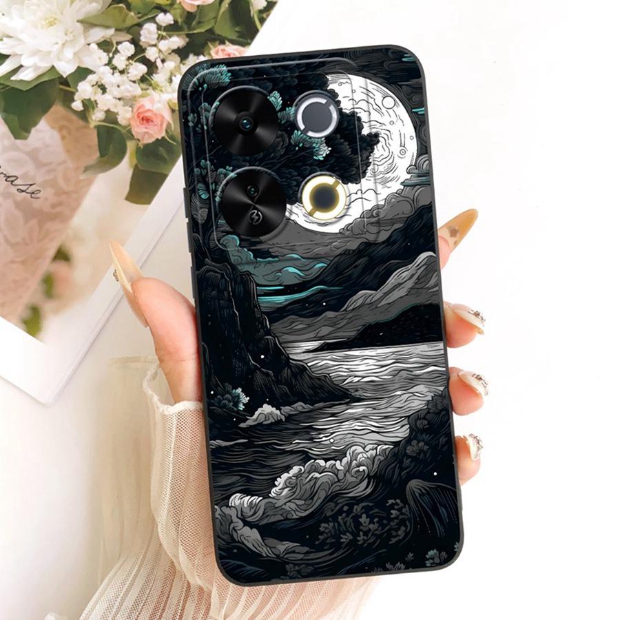 For Itel P65 4G Phone Case Cute Rabbit Painted Liquid Soft Silicone Bumber Shell For Itel P 65 4G Capa P671L Back Cover