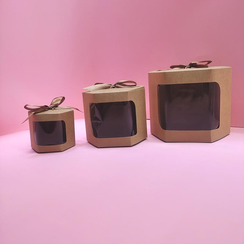 1 шт., подарочная коробка из крафт-бумаги с окном, свадебные сувениры, печенье, конфеты, рождественский подарок, упаковка, украшения для дня рождения, вечеринки