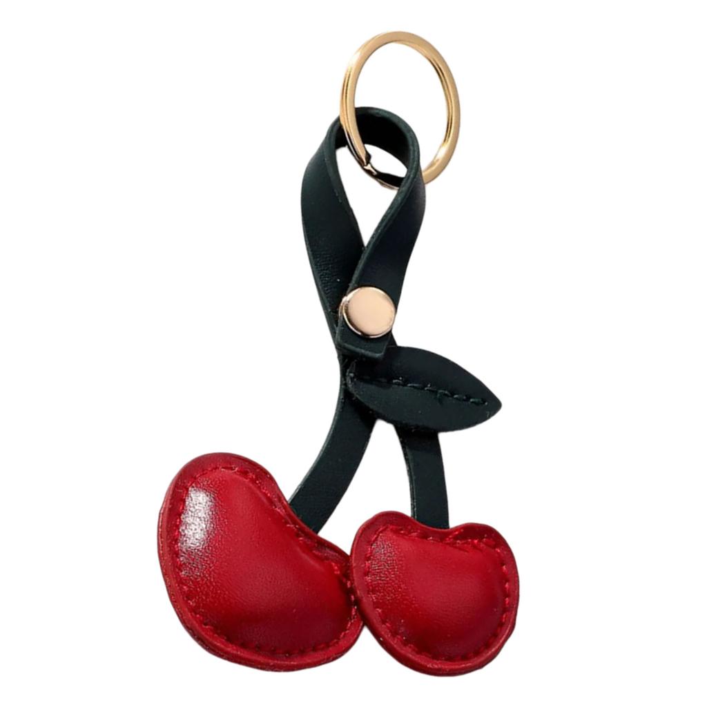 Handmade Cherry Pendant Keychain Heart Charm Keyring Fashionable Fruit Phone Lanyard Ornament Accessory for Backpack Bag