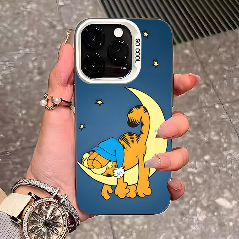 Cute Cat G-GarfieldeS Phone Case For IPhone 17 Pro Max 16 Pro Max 15 14 13 11 12 Mini Xs X Xr 7 8 Plus Se Color Silver Cover