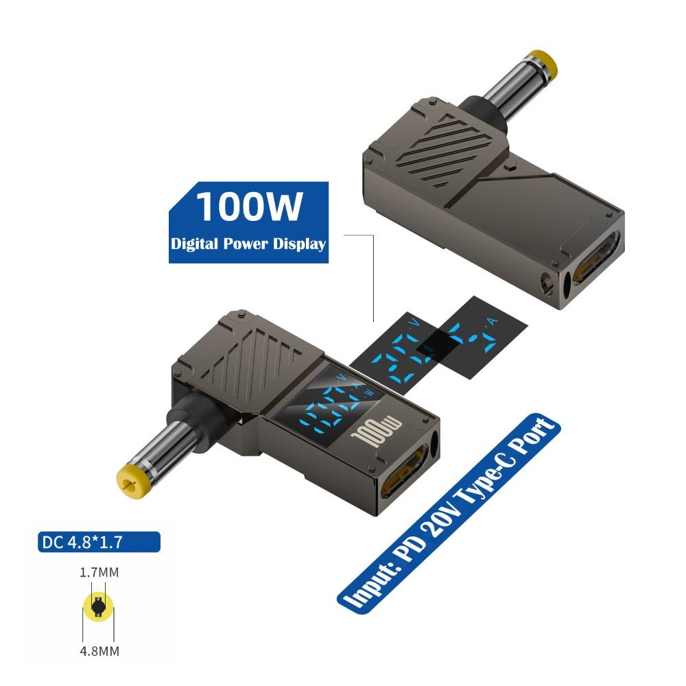 PD 100 Вт USB-C к DC Конвертер Цифровой дисплей Зарядное устройство для ноутбука Штекер для Lenovo/HP/Dell