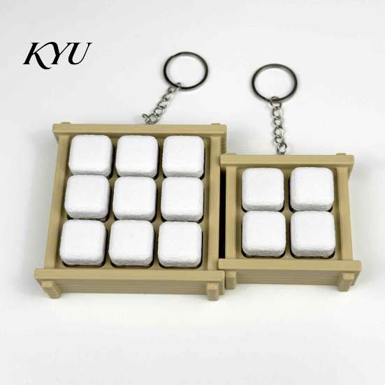3D Printed Tofu Toy Fermented Shaped Fidget Clicker Toy, Simulation Funny Gifts for Friends Keychain, Novelty Stress Relief Push Button Adults