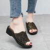 Fashion Woman Shoes 2025 Summer Brand Open Toe Woman Slippers Fashion Office Slippers Ladies Crystal Round Toe Wedges Women's Sandals