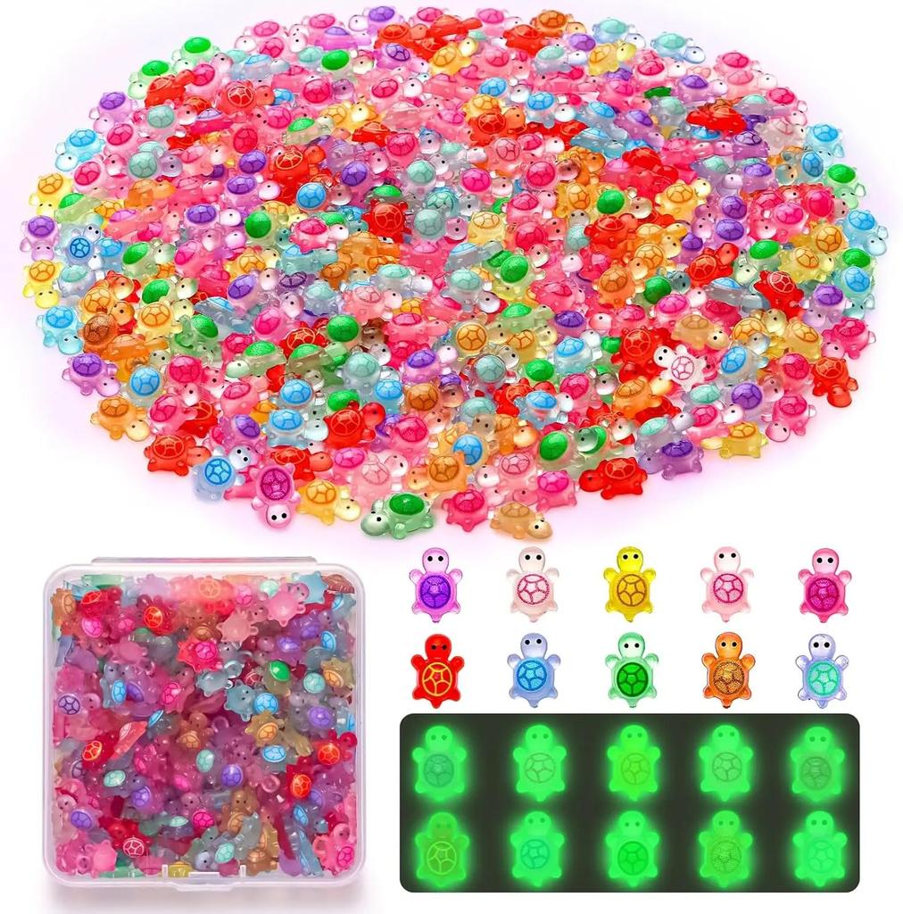 50-200Pcs Glow In The Dark Resin Turtle Figurines . Cute Miniatures For Fairy Garden, Micro Landscape, Dollhouse Decor Crafts
