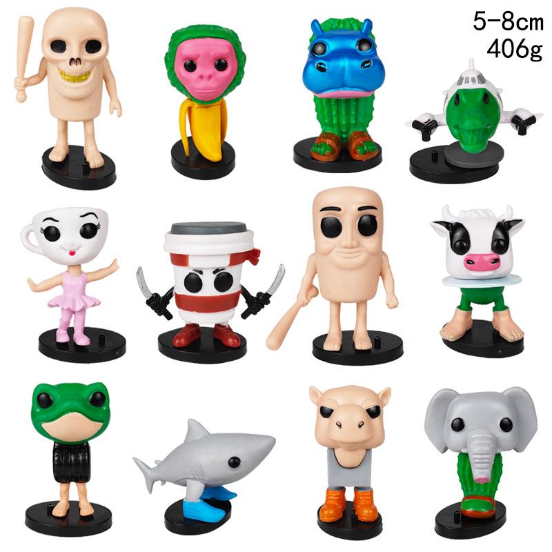 Набор 3D фигурок аниме Tung Tung Sahur, Креативная фигурка монстра-гибрида, Игрушка, Модель, Декор, Подарок для детей, ПВХ, Миниатюрная статуэтка, Коллекционная