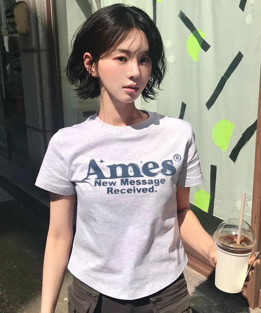 AMES-WORLDWIDE Укороченная футболка с округлым низом Светло-серая