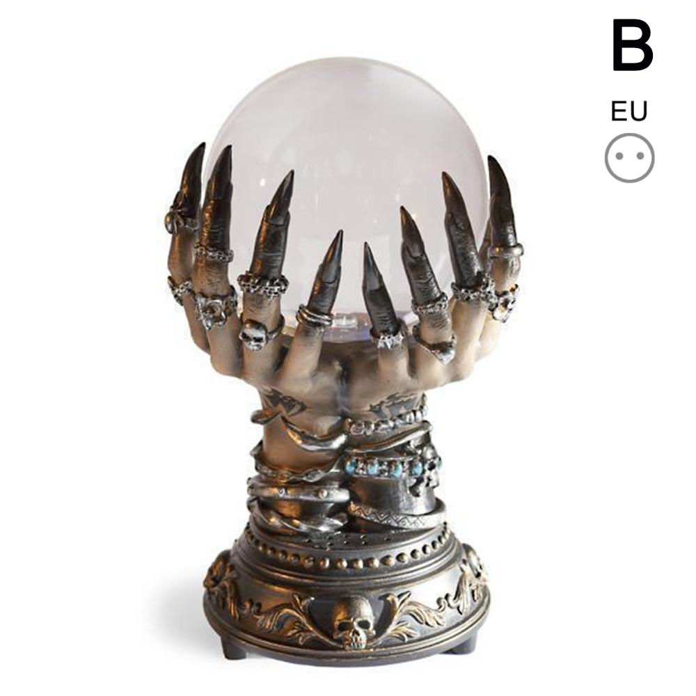 Хрустальный шар ведьмы, декор на Хэллоуин, светящийся хрустальный шар, плазменный шар, роскошный магический шар с черепом, шар на палец, жуткое гадание