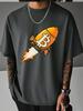 Unisex Summer Casual Short Sleeve T Shirt Bitcoin Rocket Graphic Print Oversized Loose Tees Streetwear Daily Fashion Tops