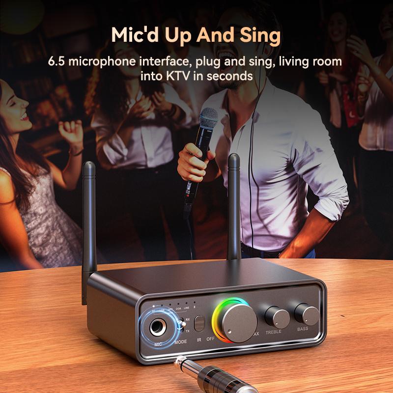 RGB Bluetooth 5.3 аудио передатчик приемник ЦАП/AUX/RCA/USB/коаксиальный/оптический/6,5 мм микрофон караоке Hifi DSP беспроводной адаптер