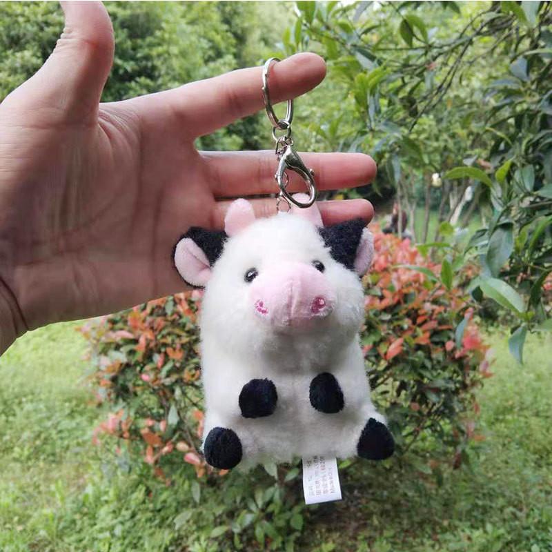 Plush Animal Charming Keychain With Adorable Cow And Panda Design Gift Perfect