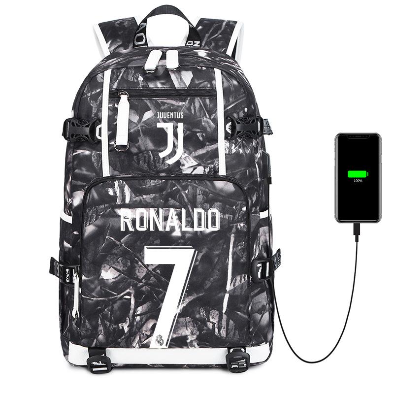 Football Star Cr7 Peripheral Personality Print Youth Backpack Large Capacity Leisure Travel Bag