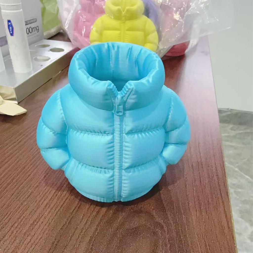 Красочный 3D-печатный держатель для ручек в виде пуховика: Креативная коробка для хранения и подарок-игрушка для дома