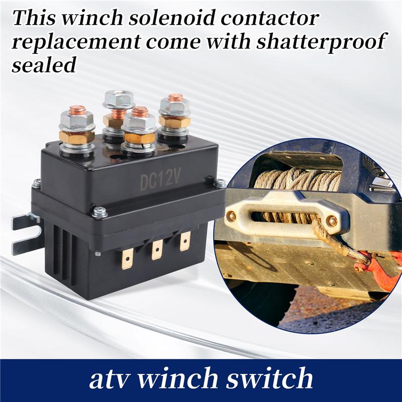 12V 500A Winch Solenoid Relay Contactor+ Wireless Winch Remote Control Kit For Truck Jeep ATV 5500-12000Lbs Winch (500A)-M53K