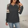 Женский элегантный рабочий свитшот с круглым вырезом и леопардовым принтом