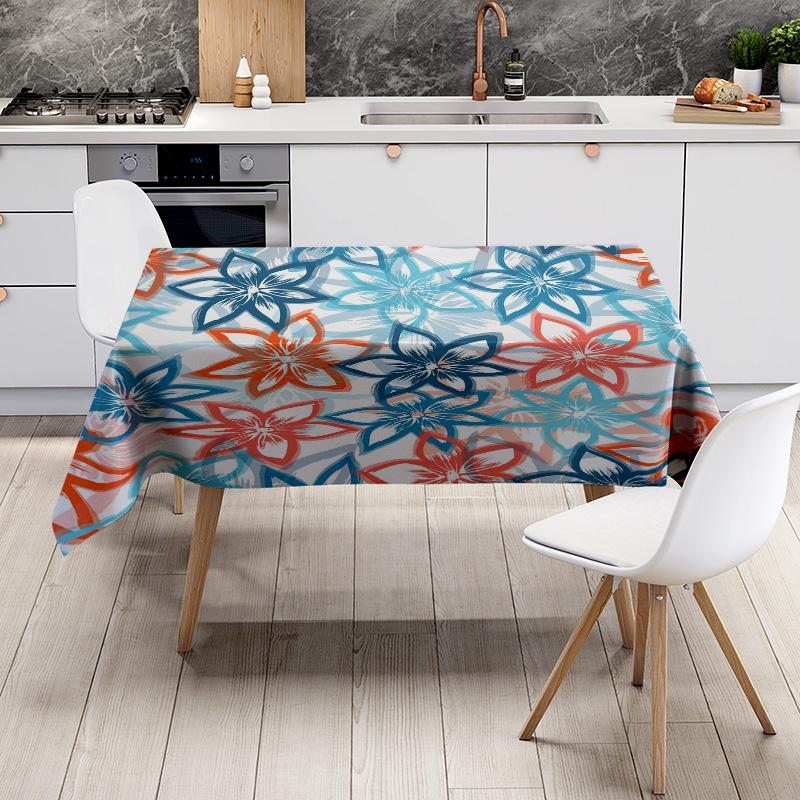 Скатерть с цветочным принтомОживите вашу обеденную зону этой привлекательной декоративной тканью, идеально подходящей для свадеб, вечеринок и кануна праздника