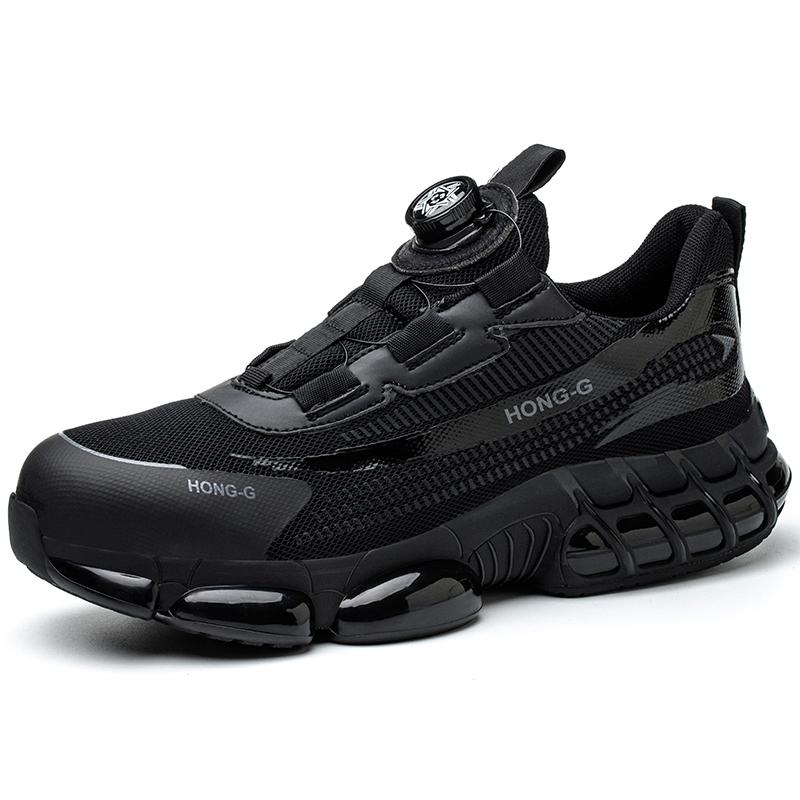 Rotating Button Safety Shoes Men Steel Toe Sneaker Air Cushion Working Footwear Man Puncture Proof Work Safety Boots Protective Shoes