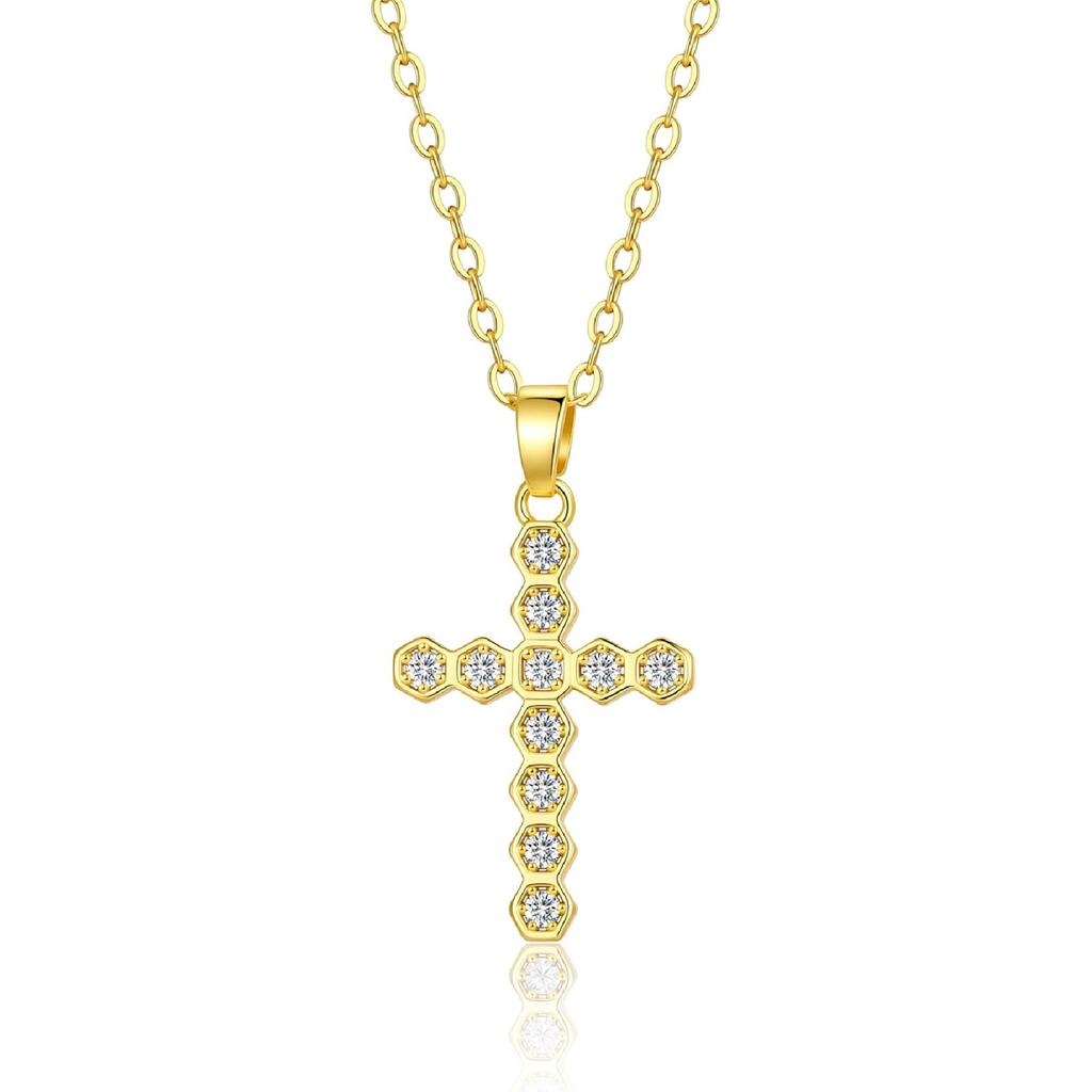 Sterling Silver Cross Necklace for Women - Dainty Small Choker Religious Faith Jewelry Baptism Gift