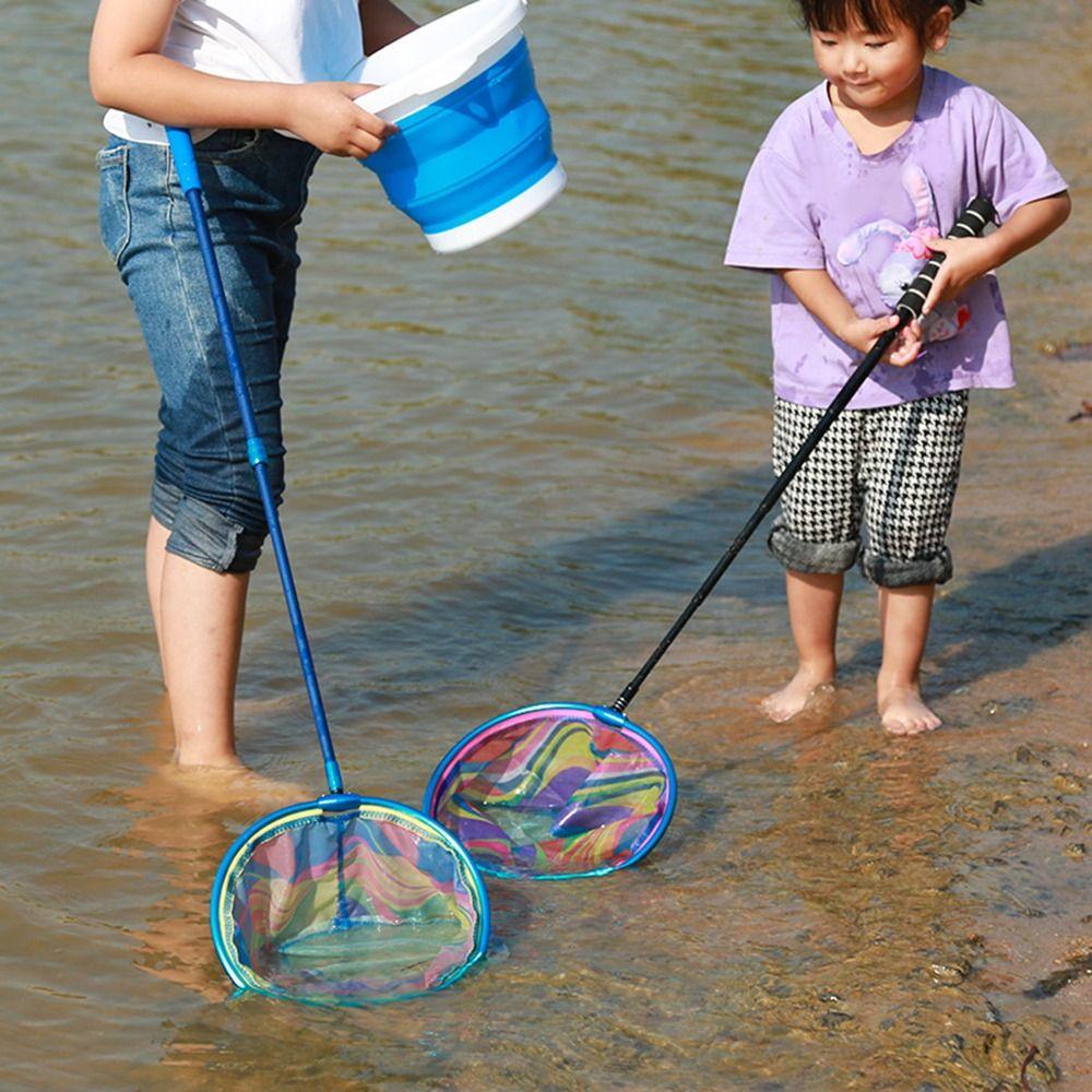 Portable Pocket Fish Dip Net Aluminium Zinc Zinc Alloy Telescopic Pole Net Head Butterfly Nets Insect