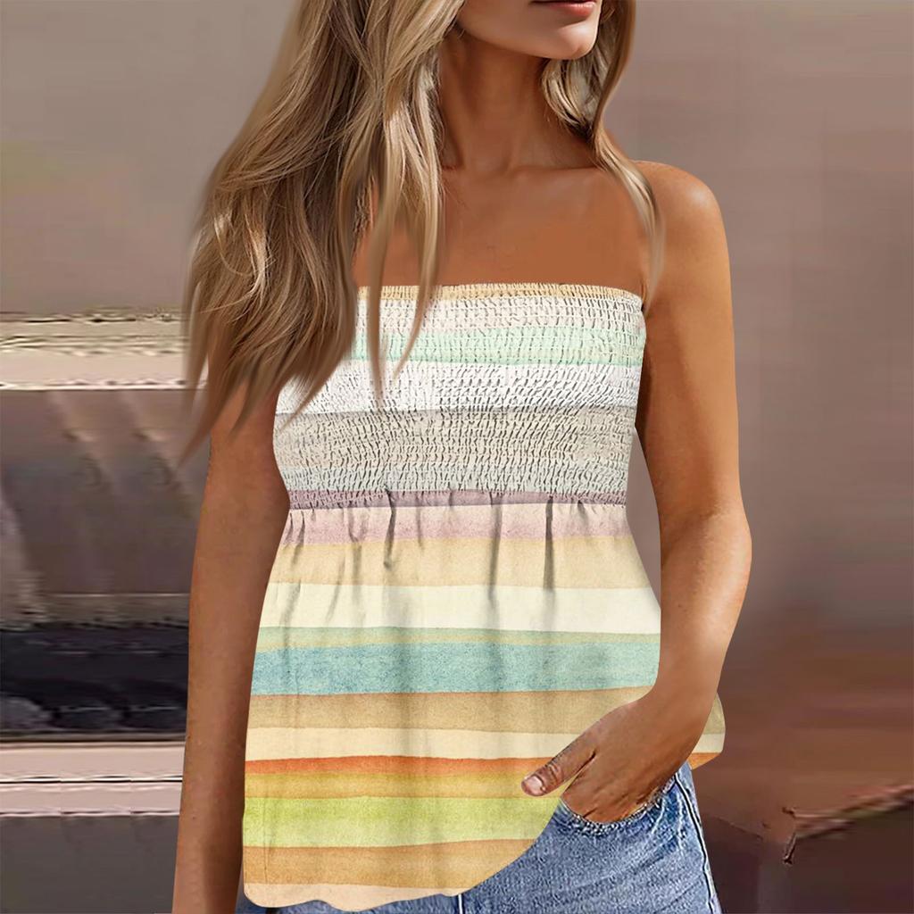 Топы-трубы для женщин, милая сексуальная футболка без рукавов с открытыми плечами и принтом