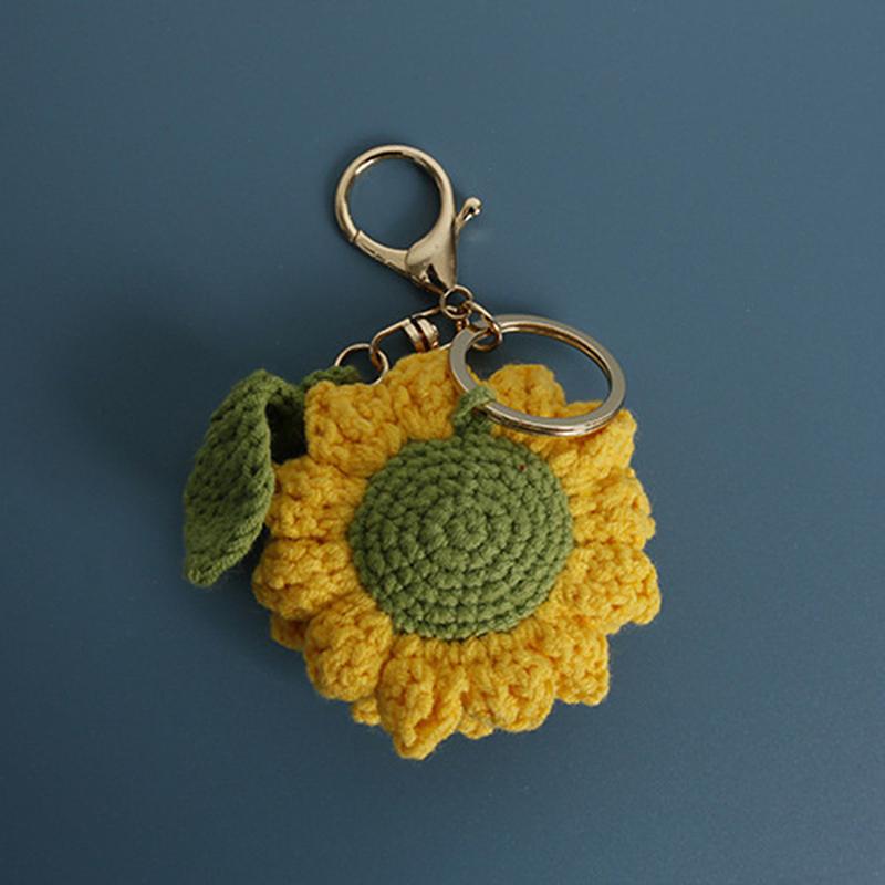 Изысканный кулон с розой ручной работы, тканый креативный шерстяной брелок с подсолнухом, связанный крючком
