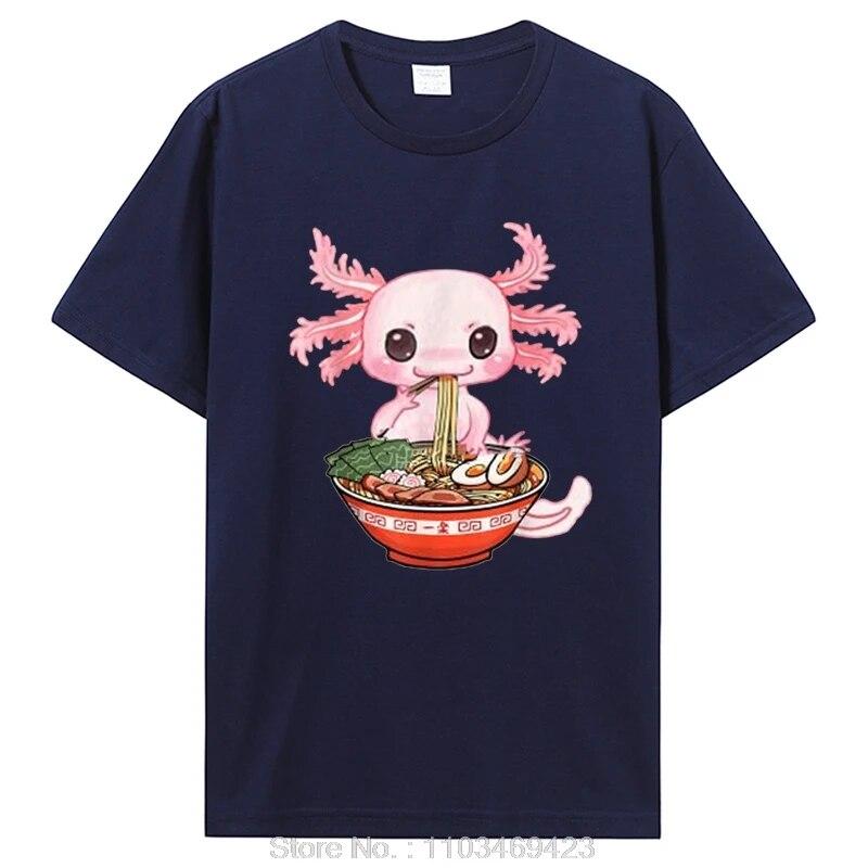 Kawaii Axolotl Ramen Noodles японское аниме Otaku Nu Goth футболка унисекс хлопковая футболка одежда большие футболки с рисунком