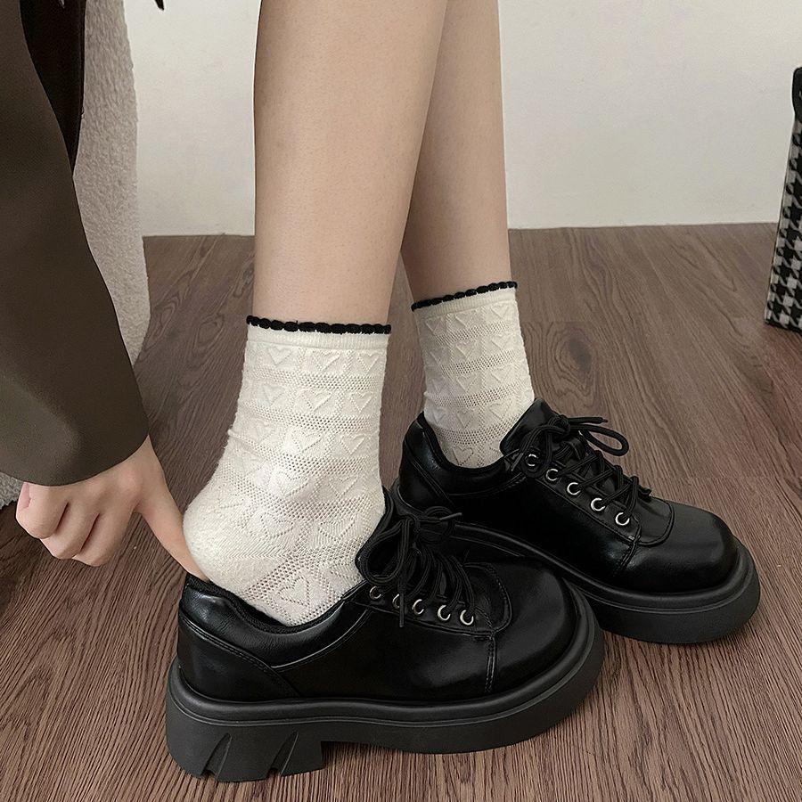 Black with Skirt Platform British Style Small Leather Shoes Women's Summer 2025 New Lace-up Thick Heel Round Head Mary Jane Shoes