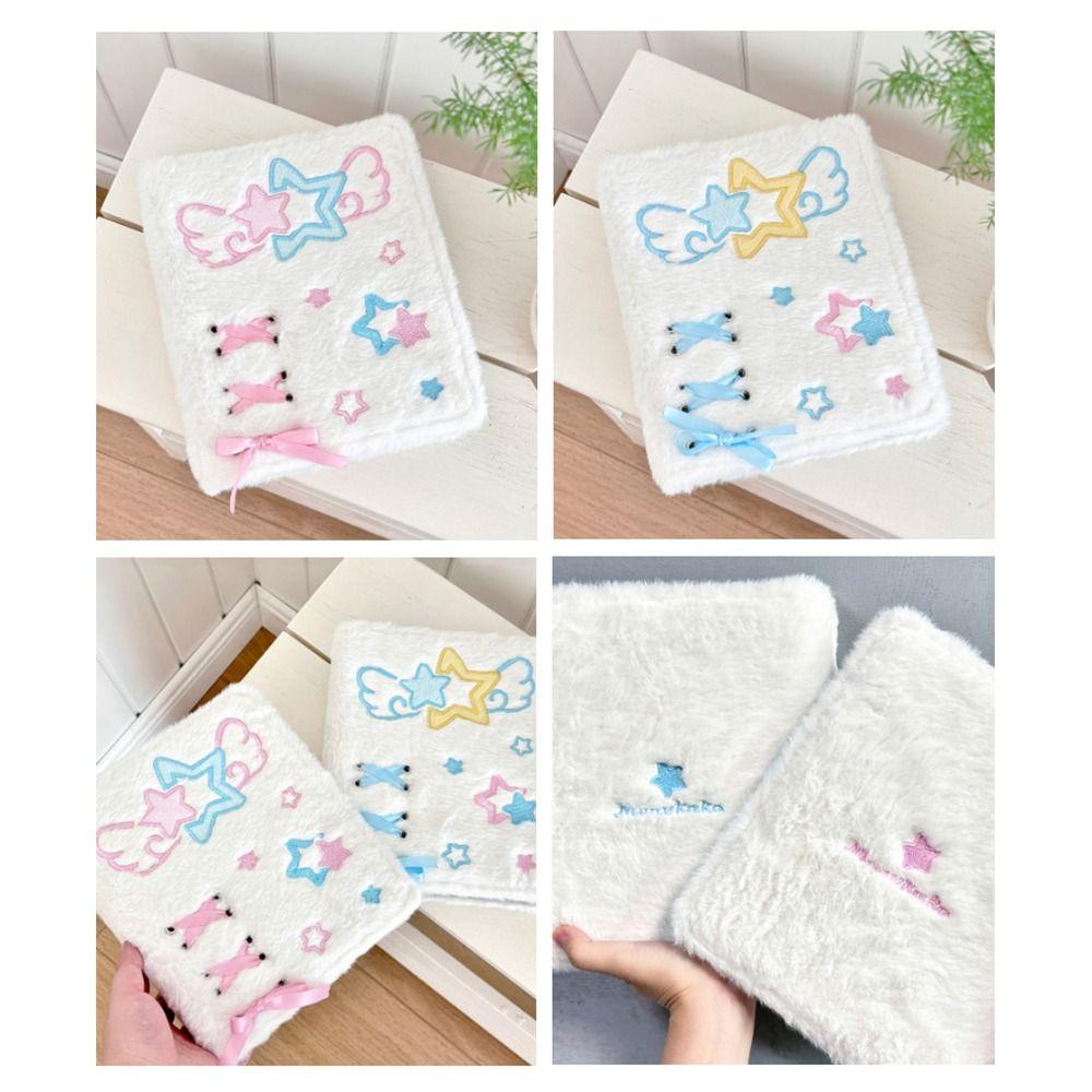 Loose-Leaf Photocard Holder Plush Angel Star Pattern Collect Book For Kpop Idol Fans