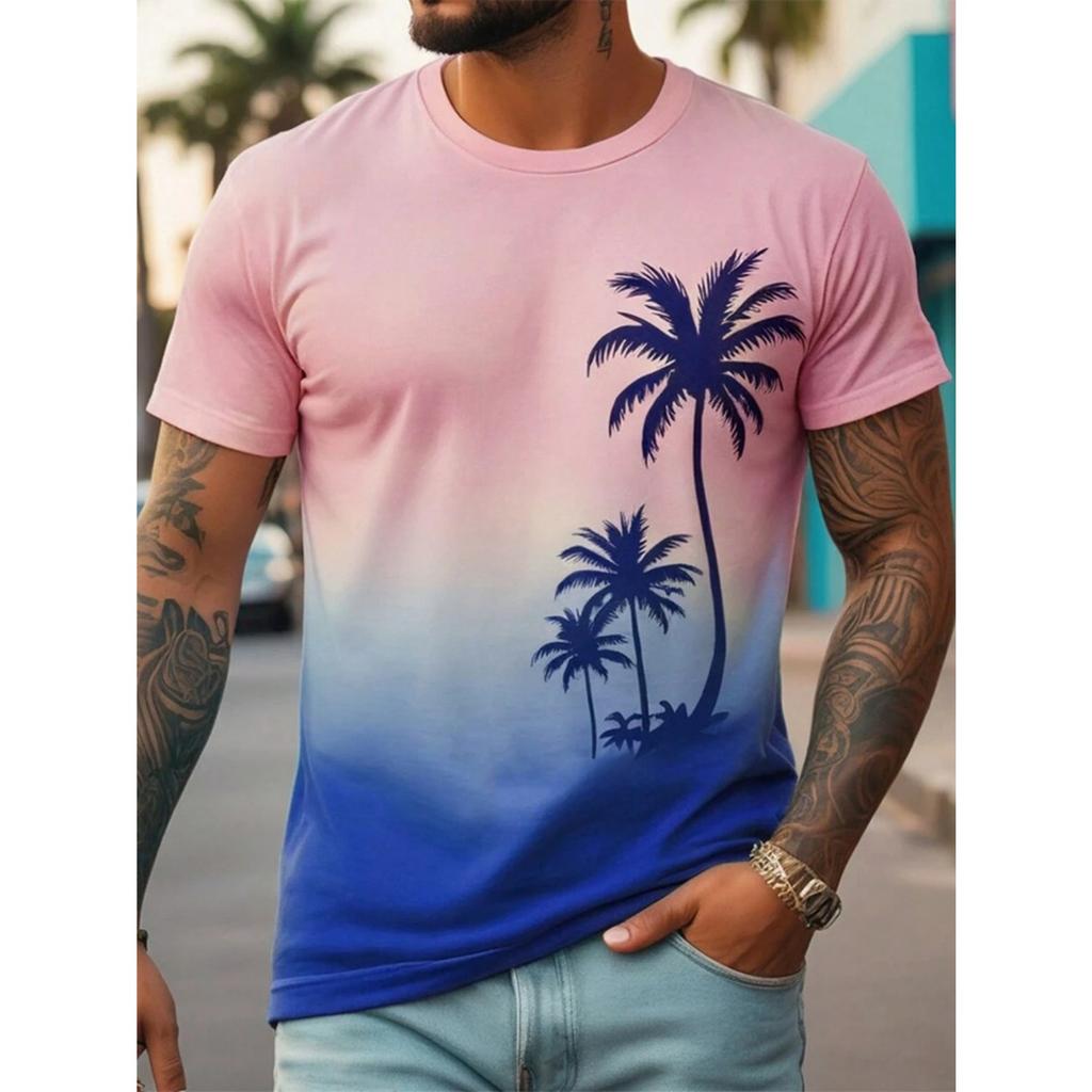 Hawaii Street Fashion Men's T-shirt New Summer Beach Vacation Men's Casual T-shirt Outdoor Sports Men's Short Sleeve Top