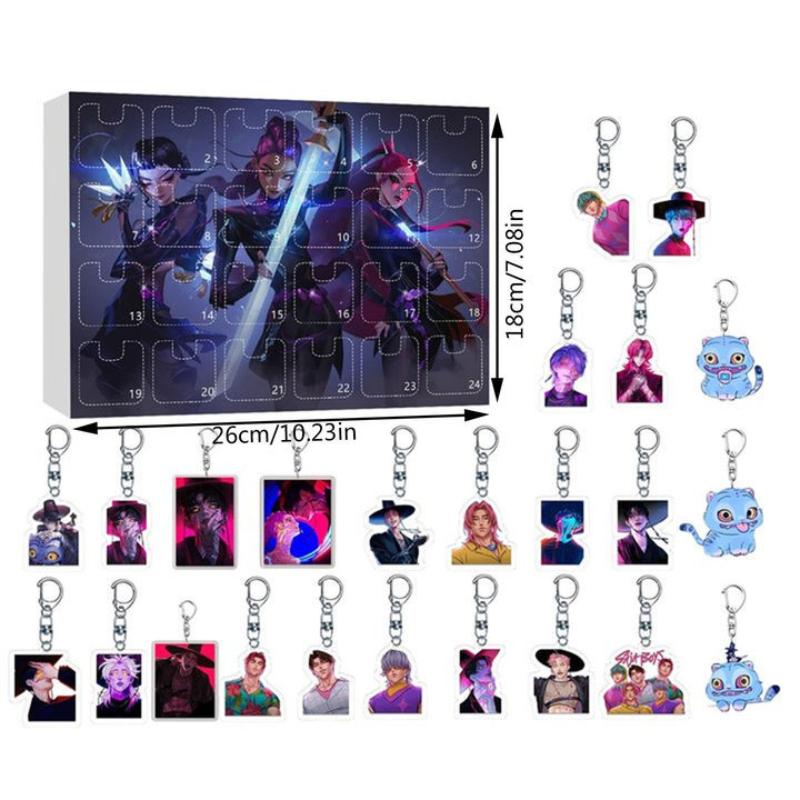 K-pop Охотники на демонов Адвент-календарь Слепой бокс Календарь обратного отсчета с 24 игрушками-брелоками Подарочный пакет Подвеска Смешная игра Коллекционные предметы