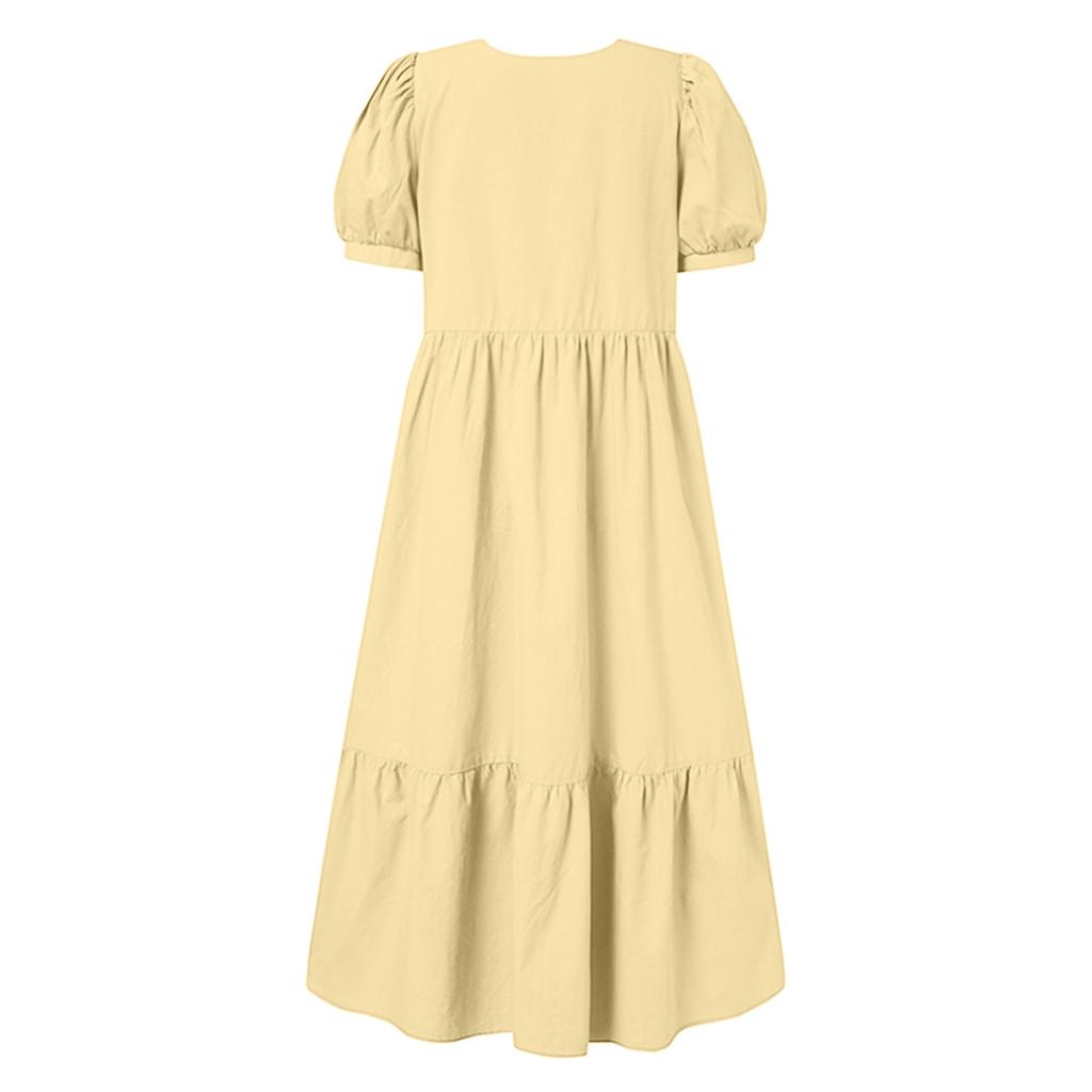 Женское повседневное свободное свободное платье с короткими рукавами и v-образным вырезом, сарафан