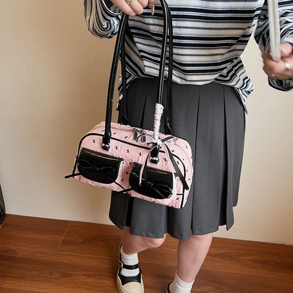 Korean Style Bow Ribbon Shoulder Bag Commuting Y2k Armpit Bag French Stick Underarm Bag Daily
