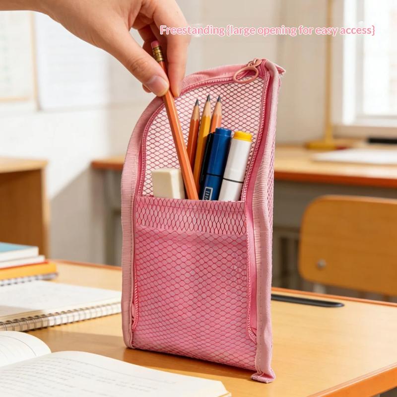 Large Capacity Pvc Cosmetic Bag Waterproof Space Saving Toothbrush Toiletry Pouch Stand Up Zipper Closure Portable Beauty Case