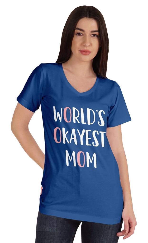 Inkmeso World  S Okayest Mom Graphic Tshirt Short Sleeve Mother  S Day Gift