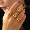 Кольцо Wind Love Hollow Melt Opening с покрытием PVD из 18-каратного настоящего золота для женщин в стиле ретро
