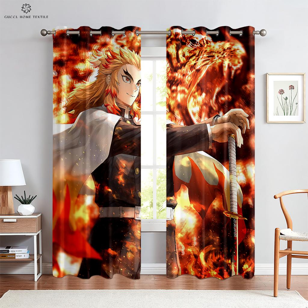 Japanese Cartoon Printed Curtains for Kids, Room Decoration, Window Curtains, Suitable for Kitchen, Bedroom, Living Room, Gifts