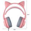 SY-G25 Wired Headphone RGB Lighting Omni-directional Mic Over-Ear Computer Headphone with Cute Cat Ear for E-sport